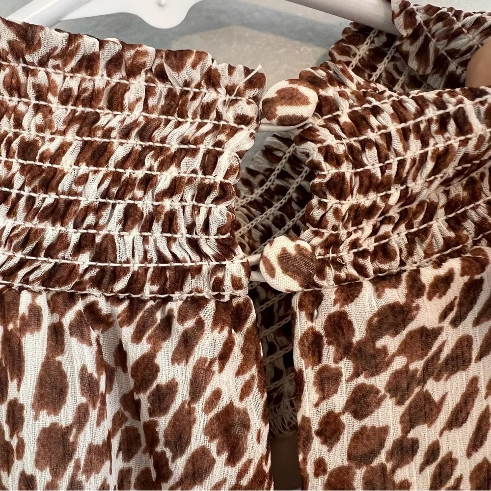 1. STATE sleeveless animal print smock neck tiered midi dress Waistband Sz M - Picture 14 of 15